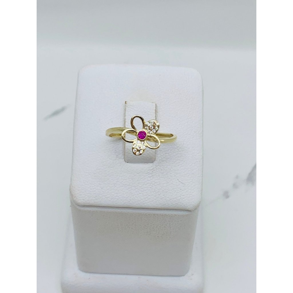 10k Solid Gold Ring Flower Minimalist Ring Size 7 Small Flower Red 269$